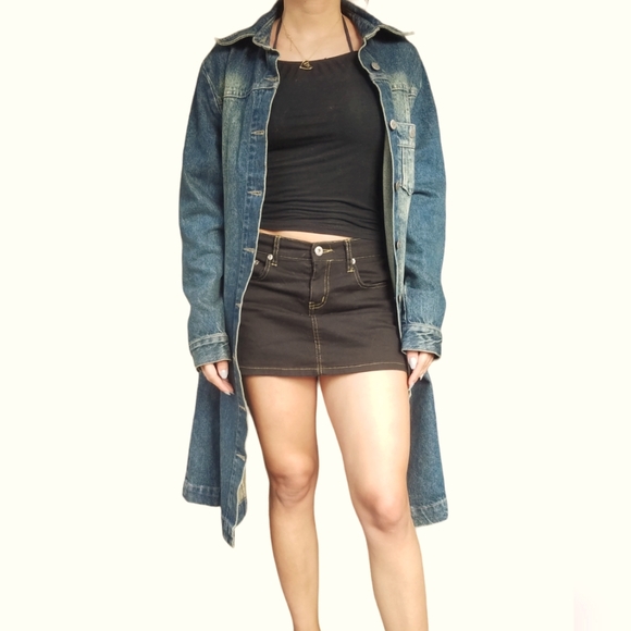 Vintage JDL long jean jacket denim coat size 4 - Picture 2 of 7